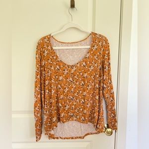 American Eagle Soft and Sexy Long Sleeve Floral Shirt, Medium